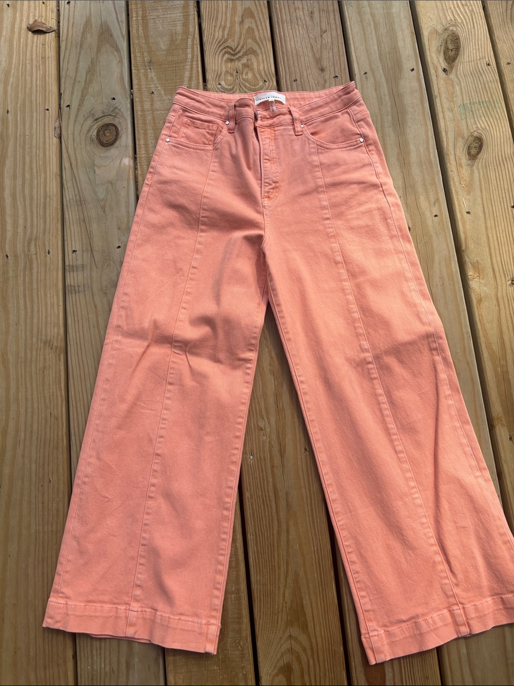 Wide Leg High-Rise Jeans in Peach Pink Risen size 11/30